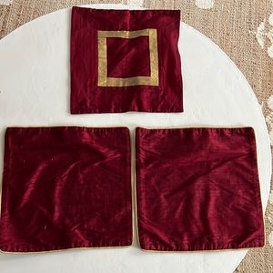 Set of 3 raw silk accent pillow covers